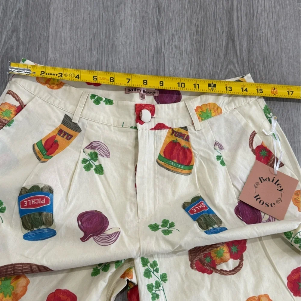Bailey Roses Gah Italian print Summer tomatoes Pants Size M Urban Outfitters 🥖 - Picture 5 of 13
